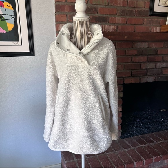 Haven Well Within Sherpa Snap Collar Puollver Sweater in White Sz M - Picture 4 of 10